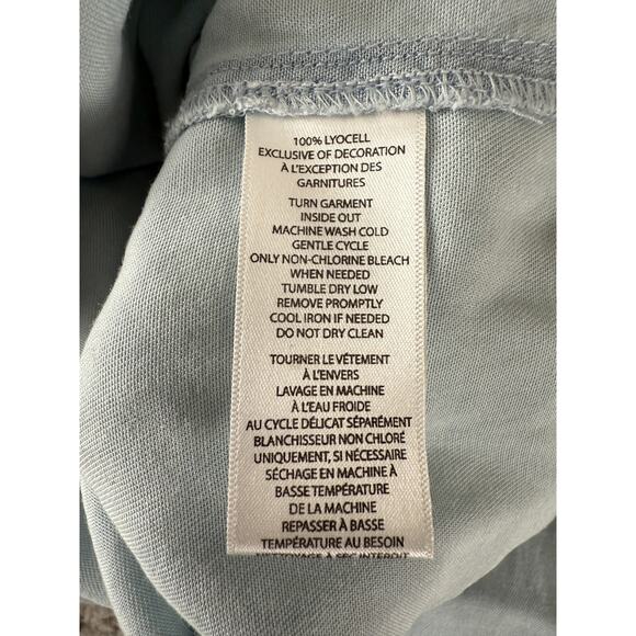 Beach Lunch Lounge Sz XS Floral Embroidered Boho Ruffle Neckline Mini Dress Blue - Picture 7 of 8